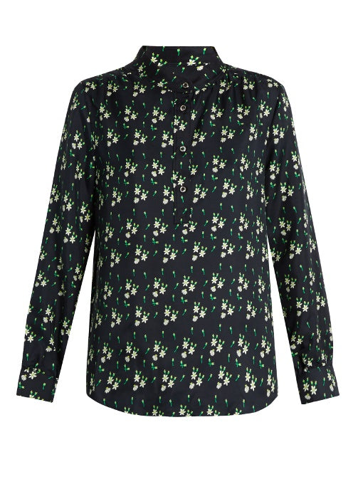 Sally floral-print silk-twill shirt