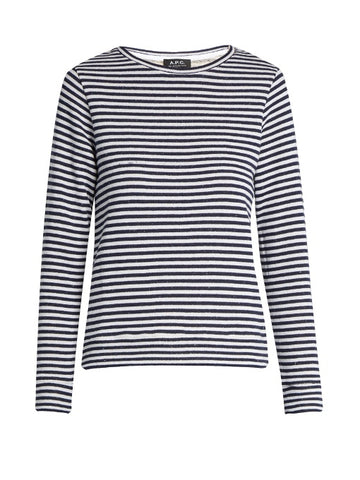 Long-sleeved striped cotton top