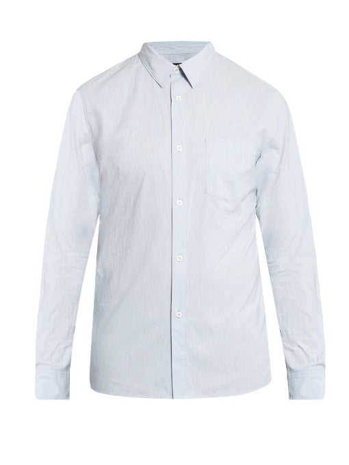 Oliver point-collar striped cotton shirt