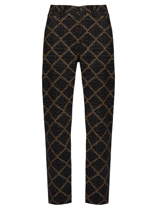 Janelle geometric-print trousers