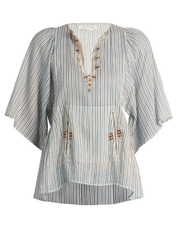 Joy embroidered striped cotton top