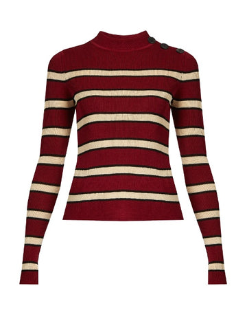 Devona striped long-sleeved top