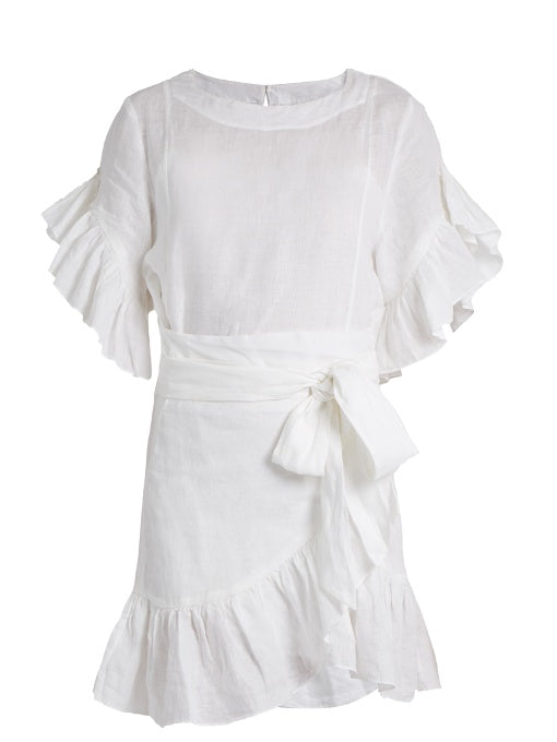 Delicia ruffled linen mini dress