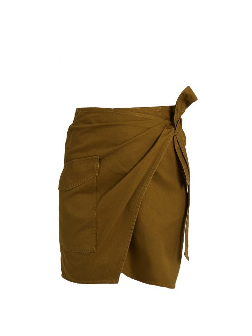 Olga cotton-gabardine wrap mini skirt