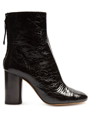 Grover crinkle patent-leather ankle boots