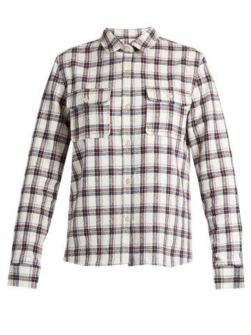 Girl point-collar plaid-cotton shirt