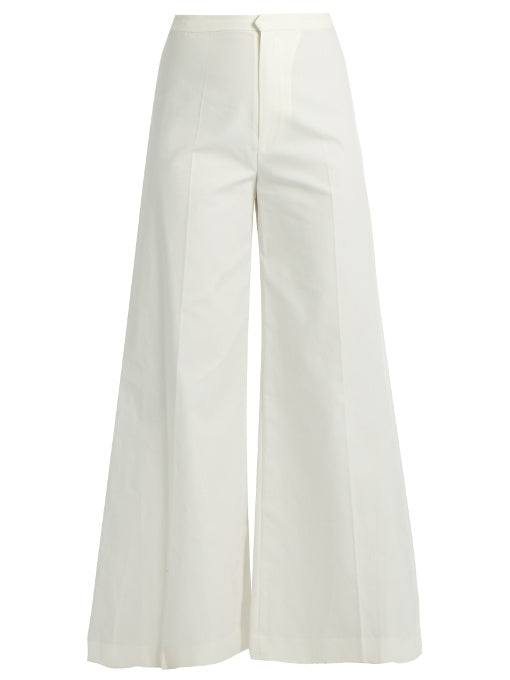 Spanel wide-leg cotton-blend trousers