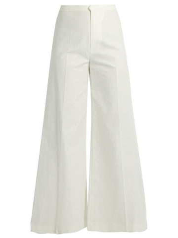 Spanel wide-leg cotton-blend trousers