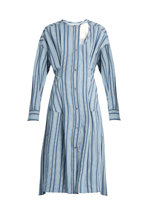 Selby button-through striped dress