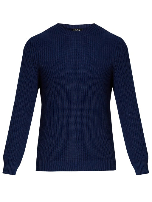 Crew-neck cotton and linen-blend sweater
