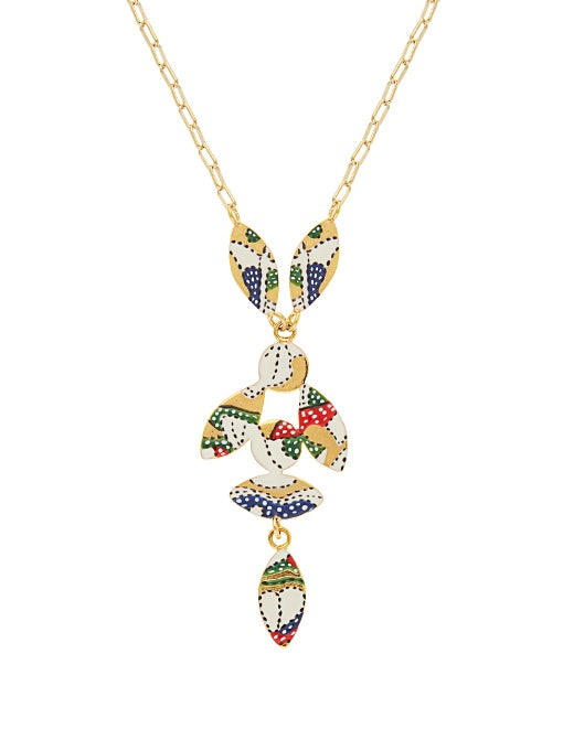 Marley enamel bird drop necklace