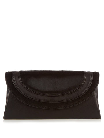 Calf-hair and leather envelope clutch