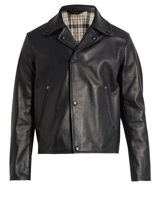 Awe notch-lapel leather jacket