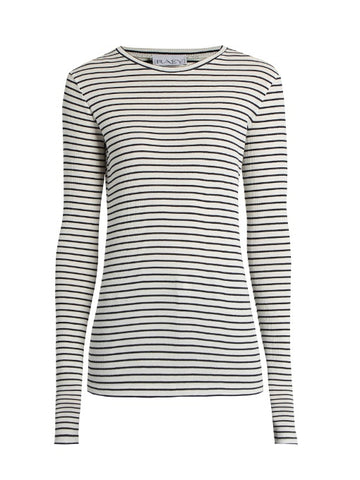 Long-sleeved striped ribbed T-shirt