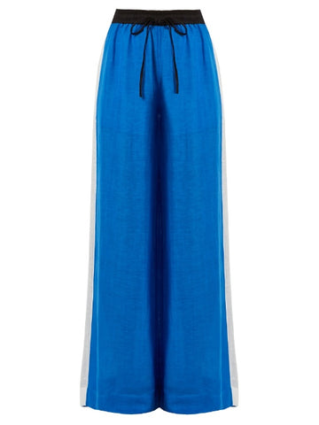 Wide-leg linen-blend trousers