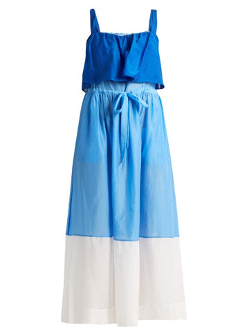 Colour-block cotton and silk-blend dress