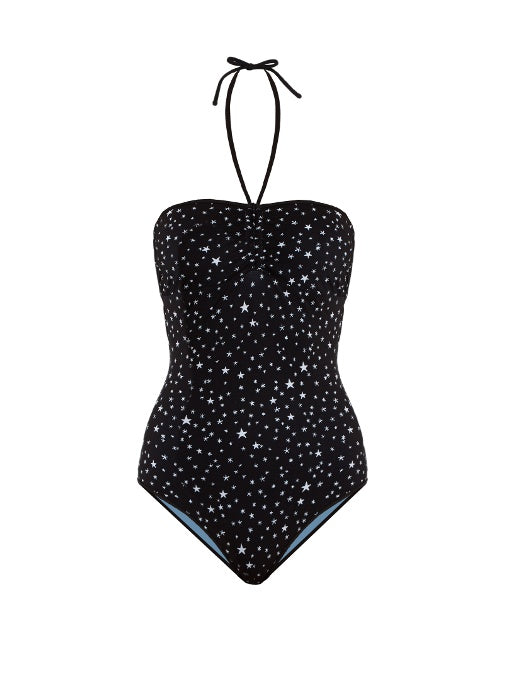 Halterneck star-print swimsuit