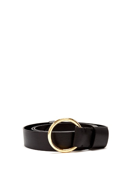 Ring-buckle leather belt