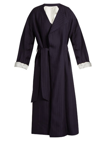 Oceane shadow-striped robe coat