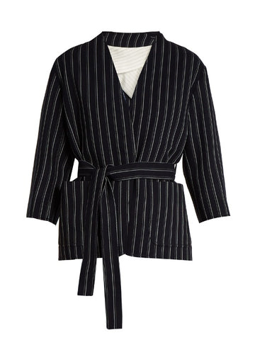 Jada V-neck striped-wool jacket