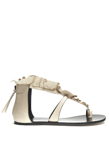 Audry ruffle-trimmed flat leather sandals
