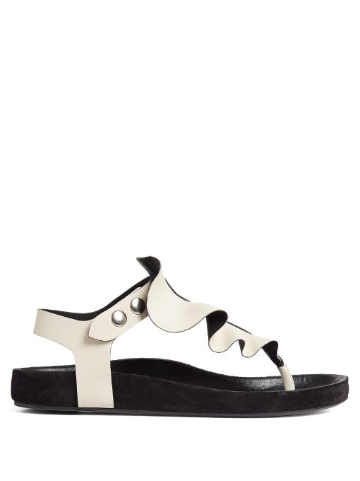 Leakey ruffle-trimmed flat leather sandals