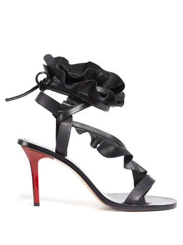 Ansel ruffle-trimmed leather sandals