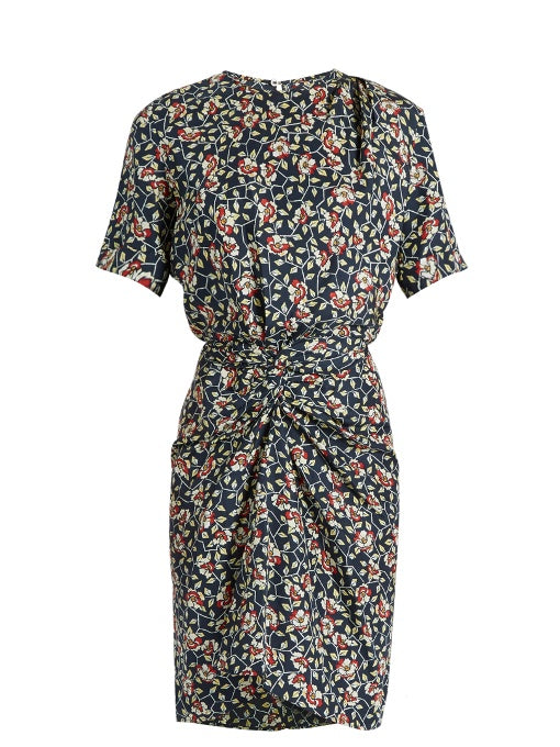 Rehora floral-print silk-habotai dress