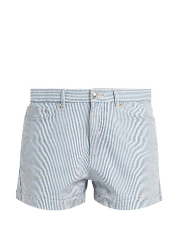 Striped stretch-denim shorts