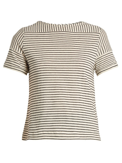 Malia striped cotton-blend jersey top