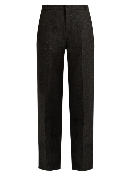 Boyfriend speckled-tweed trousers