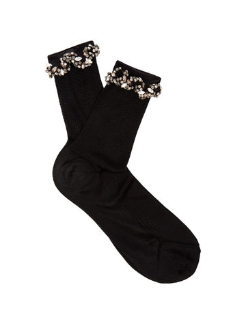 Embellished ric-rac silk socks
