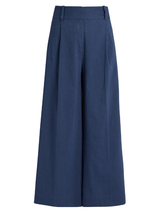 High waist linen-blend culottes