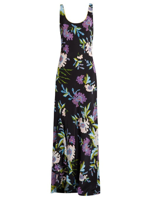 Floral-print silk maxi dress