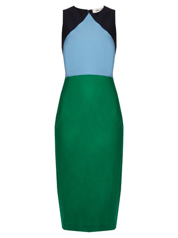 Colour-block stretch-wool dress