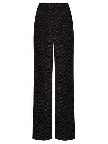 Polka-dot print stretch-silk wide-leg trousers
