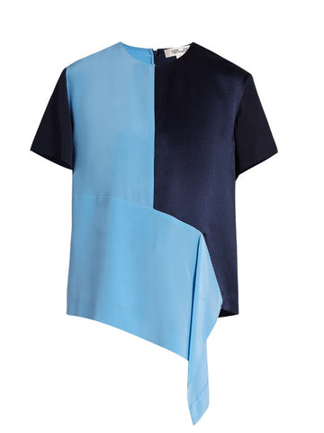 Colour-block silk top