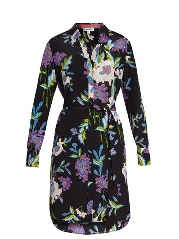 Floral-print silk shirtdress