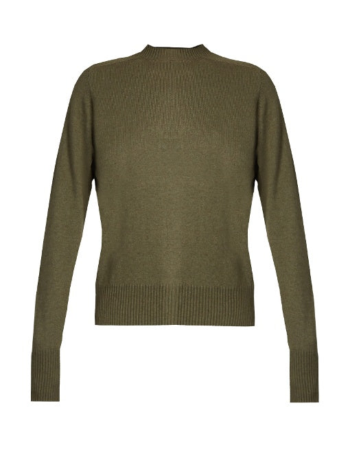 Ribbed-shoulder silk and cashmere-blend sweater