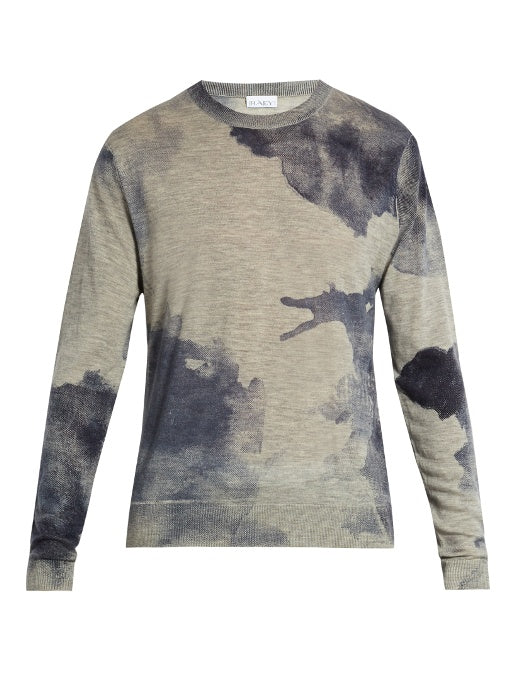 Watercolour-print cashmere sweater