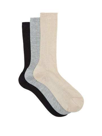 Set of three silk socks