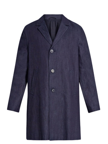 Three-button denim coat