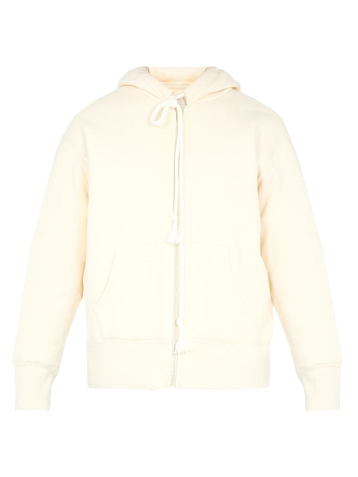 Zip-through Japanese-jersey hooded sweatshirt