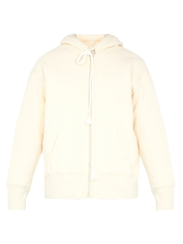 Zip-through Japanese-jersey hooded sweatshirt