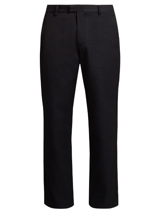 Flat-front twill chino trousers