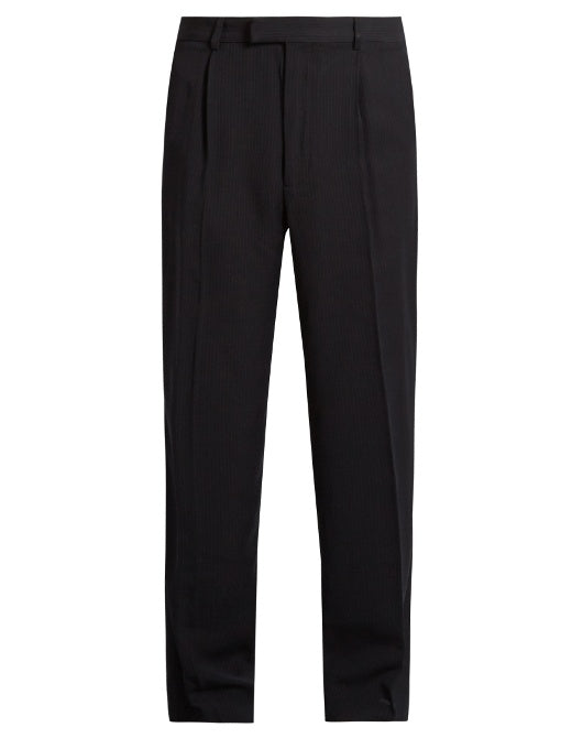 Soft-tailored pinstriped trousers