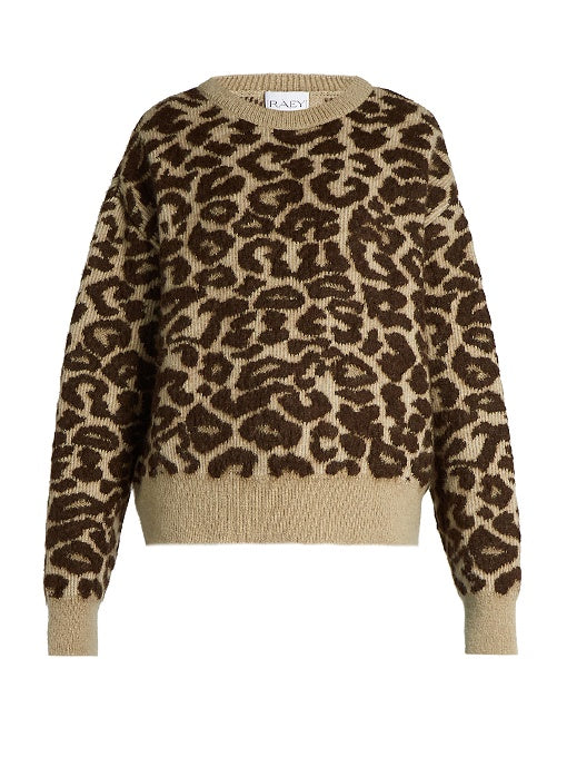 Leopard-jacquard mohair-blend sweater
