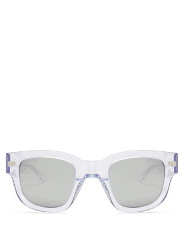 Square-frame mirrored acetate sunglasses