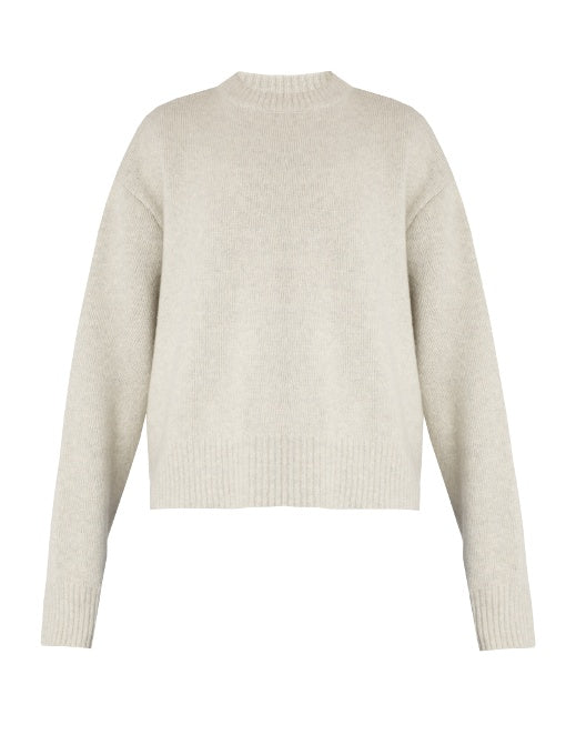 Displaced-sleeve cropped wool sweater