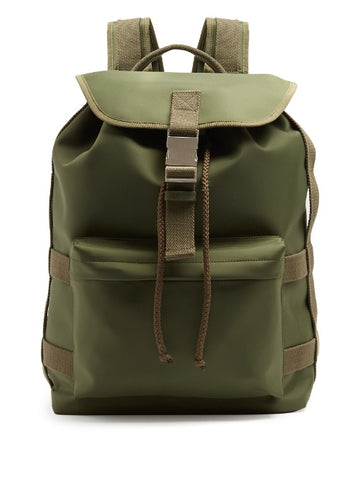 Canvas-trimmed nylon backpack